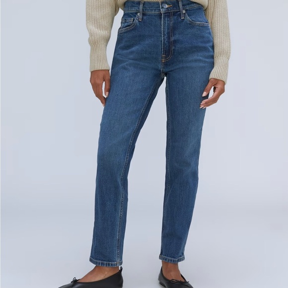 Everlane Women Original Cheeky Jean Straight Leg Organic Cotton Medium Wash 32S